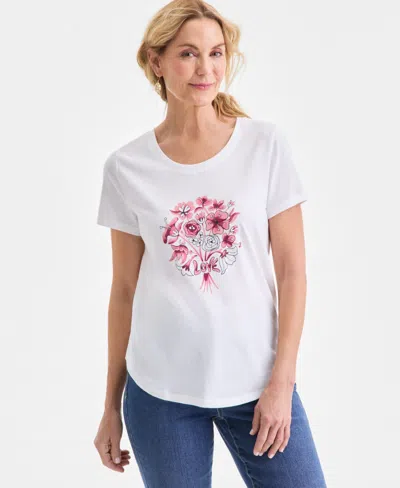 Style & Co Plus Size Perfect Graphic T-shirt, Macy's Exclusive In White