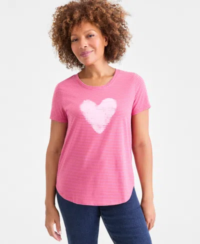 Style & Co Plus Size Perfect Graphic T-shirt, Macy's Exclusive In Red