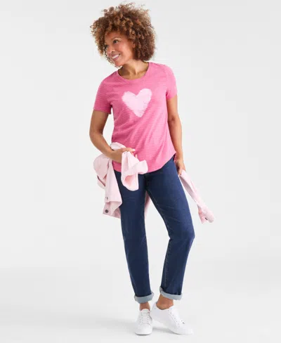 Style & Co Plus Size Perfect Graphic T-shirt, Macy's Exclusive In Red