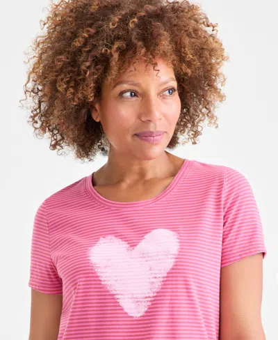 Style & Co Plus Size Perfect Graphic T-shirt, Macy's Exclusive In Red