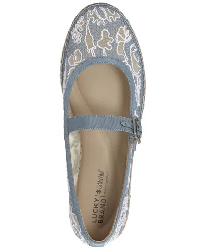 Lucky Brand Women's Orlyna Burnout Lace Espadrille Mary Jane Flats