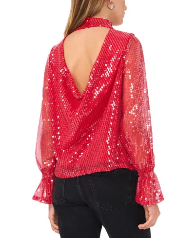 1.state Drape Back Sequin Top In Red