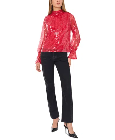 1.state Drape Back Sequin Top In Red