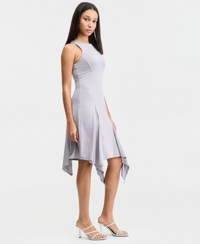 Bar Iii Women's Handkerchief-hem Sleeveless Dress, Macy's Exclusive In Gray