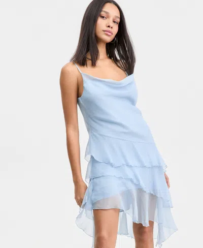 Bar Iii Women's Ruffled Mini Dress, Macy's Exclusive In Blue