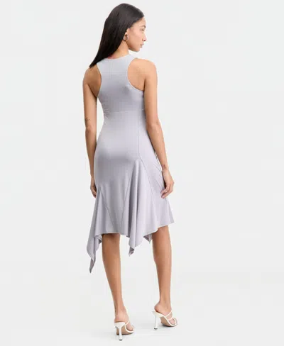 Bar Iii Women's Handkerchief-hem Sleeveless Dress, Macy's Exclusive In Gray