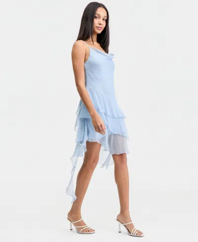 Bar Iii Women's Ruffled Mini Dress, Macy's Exclusive In Blue