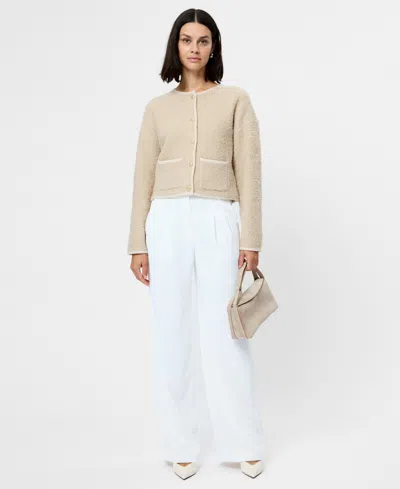 French Connection Women's Effie Boucle Round Neck Cardigan In Neutral