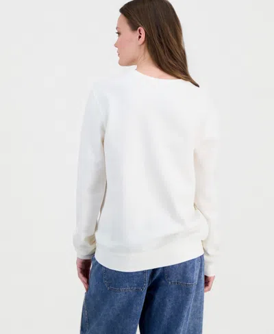 Disney Juniors' Angel & Stitch Crewneck Sweatshirt In White