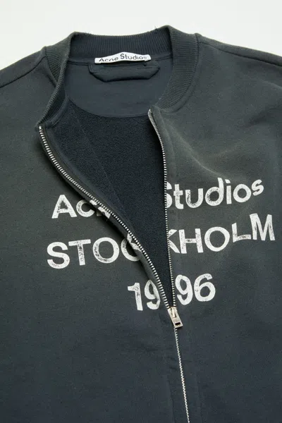 Acne Studios Zip Sweater Logo In Black