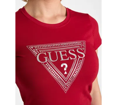Guess Women's Short-sleeve Mixed Bling Logo R3 T-shirt In Red