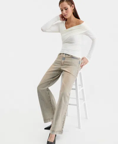 Bar Iii Women's Asymmetric Long-sleeve Top, Macy's Exclusive In White