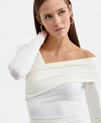 Bar Iii Women's Asymmetric Long-sleeve Top, Macy's Exclusive In White