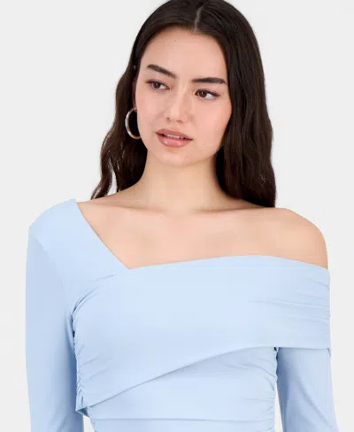 Bar Iii Women's Asymmetric Long-sleeve Top, Macy's Exclusive In Blue