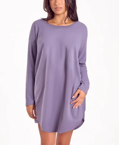 Icollection Women's Baby Waffle Stretch-knit Sleep Shirt In Purple