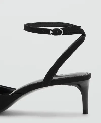 Mango Kitten-heel Pom-pom Shoes Black In Black