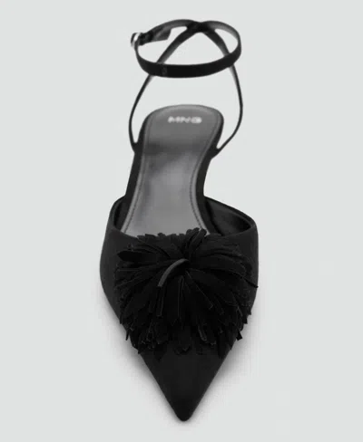 Mango Kitten-heel Pom-pom Shoes Black In Black