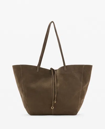 Mango Suede Shopper Bag In Brown