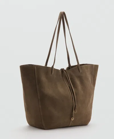 Mango Suede Shopper Bag In Brown