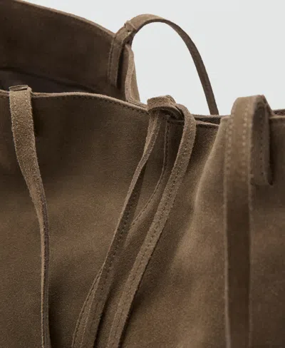 Mango Suede Shopper Bag In Brown