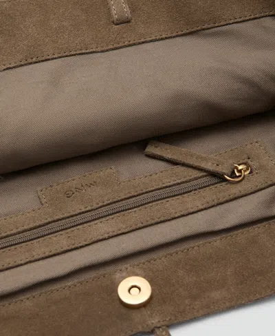 Mango Suede Shopper Bag In Brown