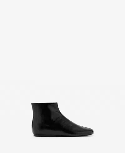 Mango Flat Ankle Boot With Zipper Black In Black