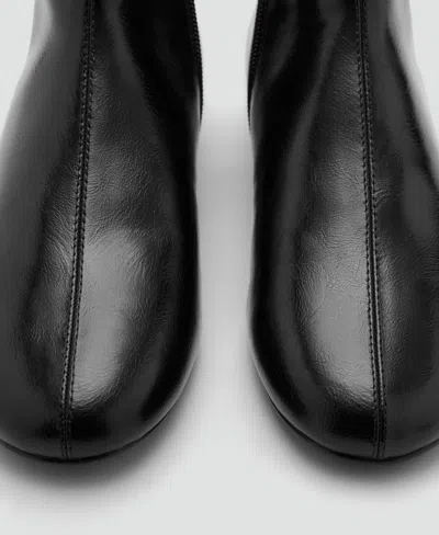 Mango Flat Ankle Boot With Zipper Black In Black