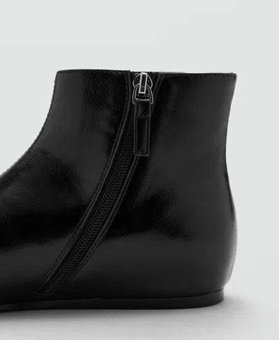 Mango Flat Ankle Boot With Zipper Black In Black