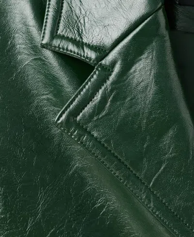 Mango Women's Long Faux-leather Coat In Green