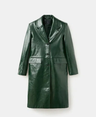Mango Women's Long Faux-leather Coat In Green