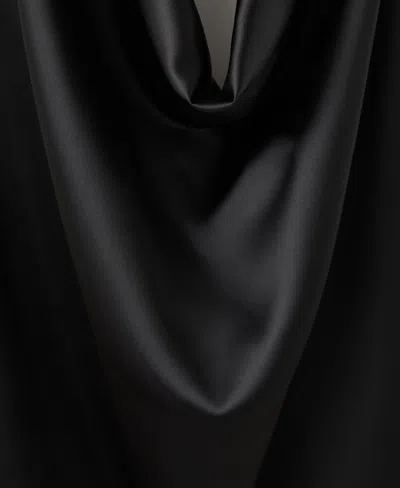 Mango Drape Halter Neck Satin Top In Black