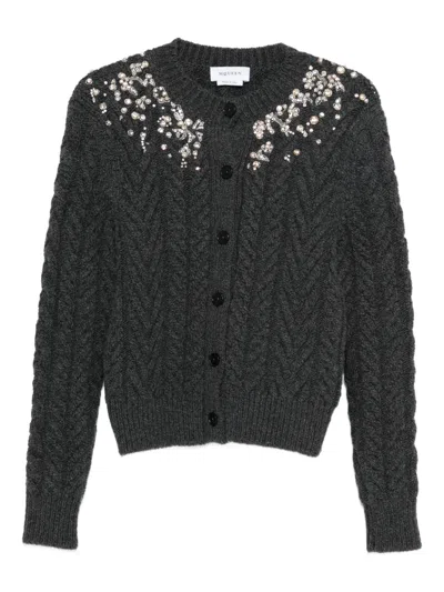 Alexander Mcqueen Crystal-embellished Cable-knit Wool And Cashmere-blend Cardigan In Multi