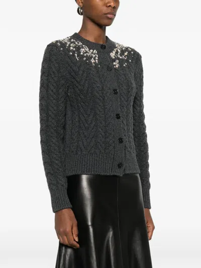 Alexander Mcqueen Crystal-embellished Cable-knit Wool And Cashmere-blend Cardigan In Multi