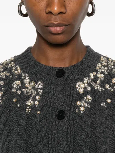 Alexander Mcqueen Crystal-embellished Cable-knit Wool And Cashmere-blend Cardigan In Multi