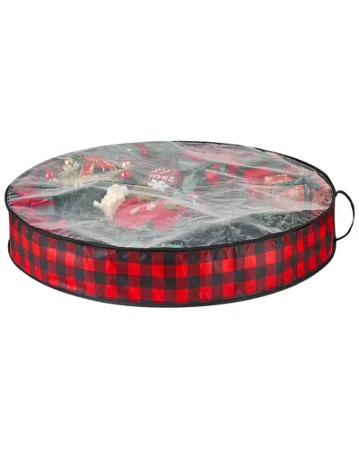 Around The Home Large Round Fabric Christmas Wreath Holder In Red