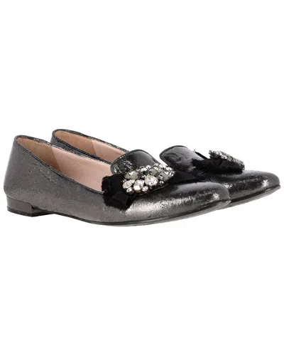 Miu Miu Women's Leather Jeweled Ballet Flat (authentic Pre-loved) In Black