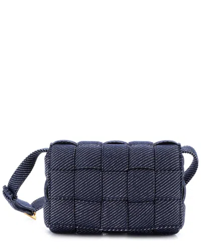Bottega Veneta Cassette Crossbody Bag Padded Maxi Intrecciato Denim (authentic Pre-loved) In Blue
