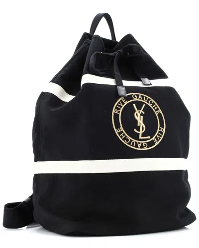 Pre-owned Saint Laurent Black Canvas Rive Gauche Backpack (authentic Pre-loved) In Black