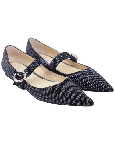 Jimmy Choo Women's Glitter  Gela Flat Pointed Flats In Black Glitter (authentic Pre-loved) In Blue