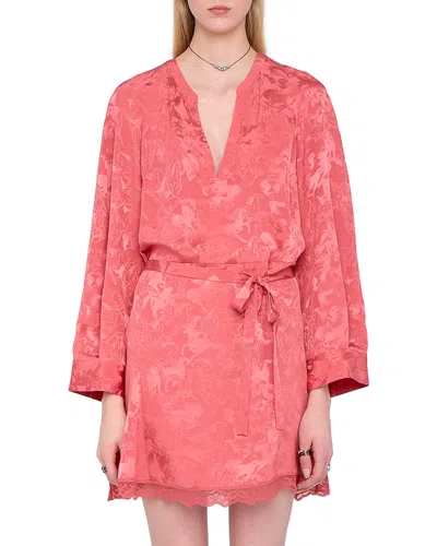 Zadig & Voltaire Ramasco Horse Pattern Jacquard Silk Minidress In Pink