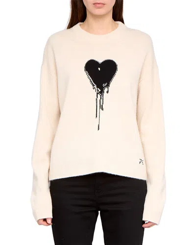 Zadig & Voltaire Womens Eggshell Markuz Heart-intarsia Cashmere Jumper In Neutral