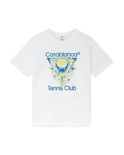 Casablanca Tennis Club Icon Graphic Crew Neck T-shirt In White