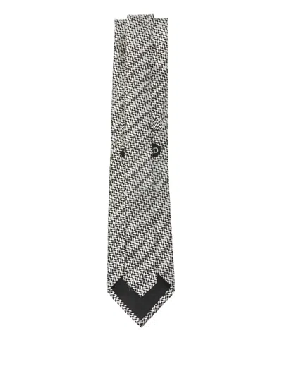 Tom Ford Herringbone-pattern Tie In Gray