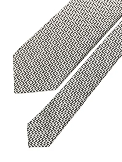 Tom Ford Herringbone-pattern Tie In Gray