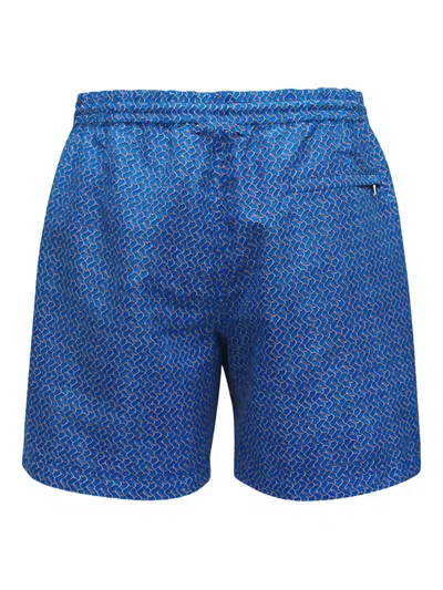 Orlebar Brown Standard Riptide Straight-leg Mid-length Printed Swim Shorts In Blue