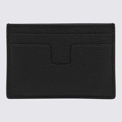 Tom Ford Soft Grain Leather T Line Classic Card Holder In Black