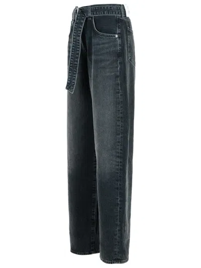 Agolde 'cuffed' Black Cotton Jeans In Black