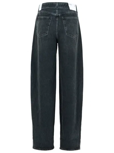Agolde 'cuffed' Black Cotton Jeans In Black