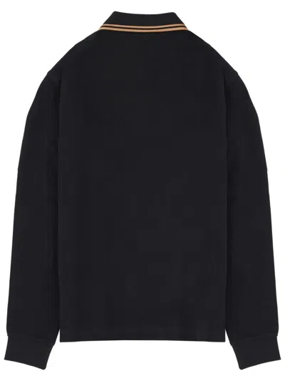 Fred Perry Black Cotton Polo Shirt In Black
