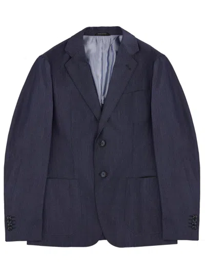 Giorgio Armani Single-breasted Long-sleeved Jacket In Blue